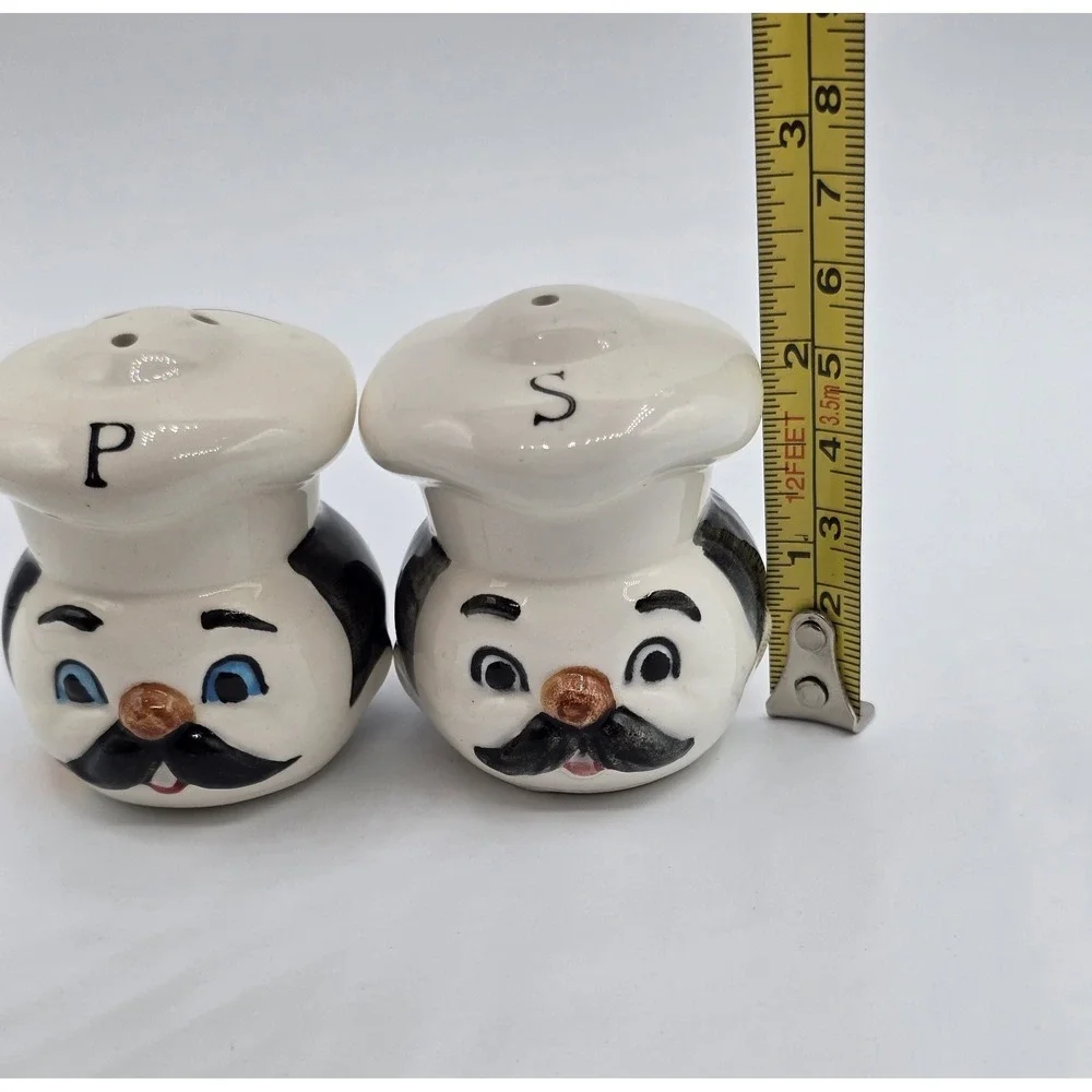 Vintage Enesco French‎ Chef Face Salt & Pepper Shakers